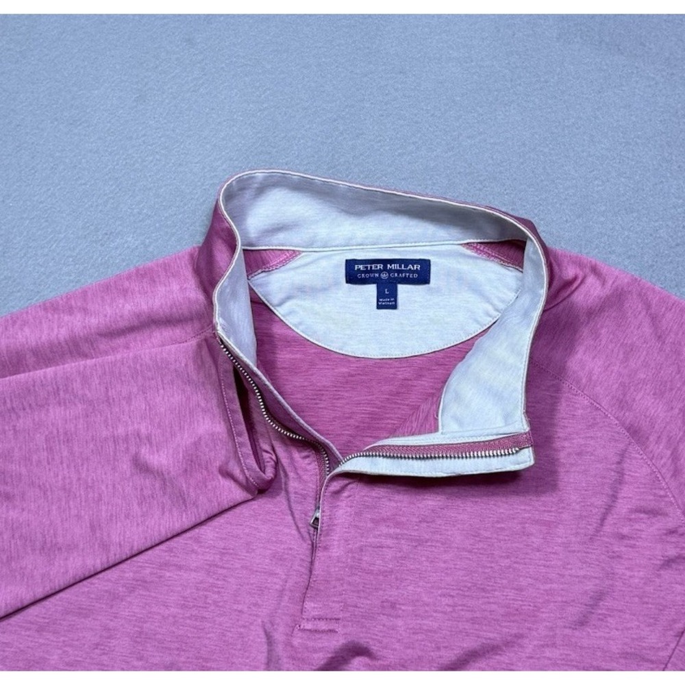 Peter Millar Crown Crafted 1/4 Zip Pullover Mens L Pink Performance Stretch